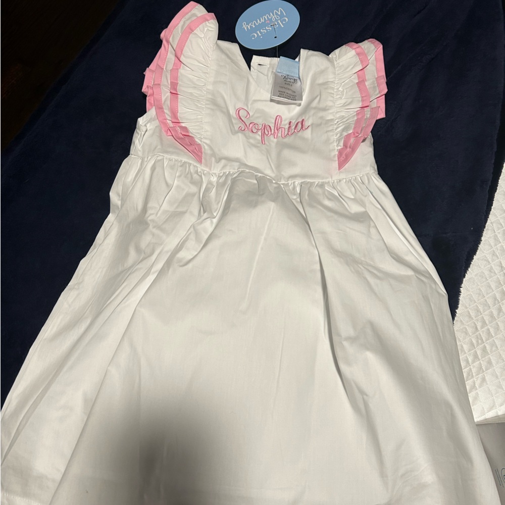 White and Pink Kids Casual Dress